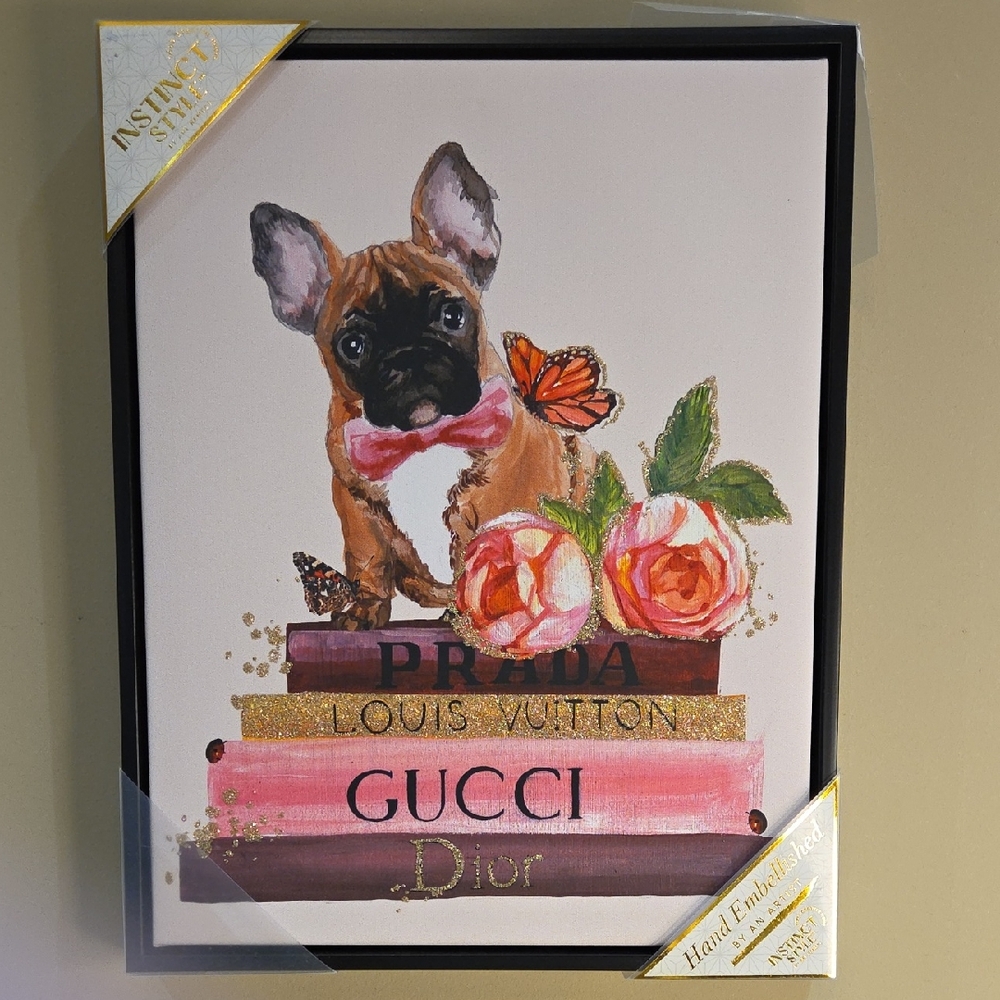 Nwt 14x 11 Luxury Dog Art Print with Pink and Brown Accents